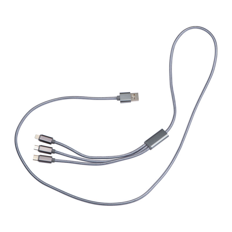 32663<br> Incarcator cu cablu extra lung USB, Micro-USB, C-T